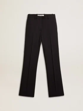Pantaloni da donna morbidi in misto lana blu scuro