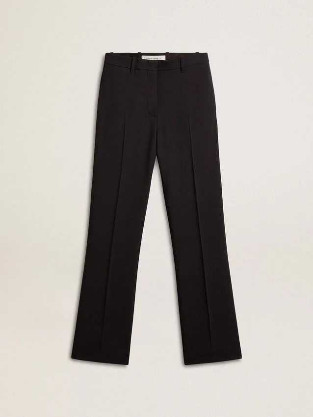 Pantaloni da donna morbidi in misto lana blu scuro