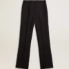 Pantaloni da donna morbidi in misto lana blu scuro