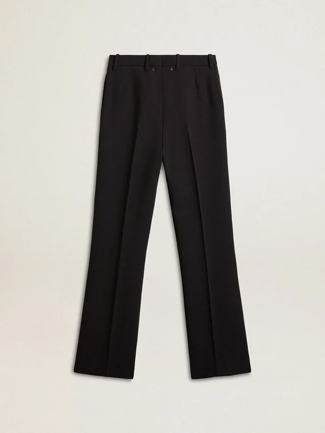 Pantaloni da donna morbidi in misto lana blu scuro
