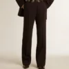 Pantaloni da donna morbidi in misto lana blu scuro