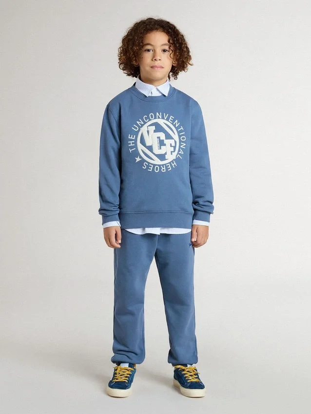 Pantaloni da jogging blu da bambino con ricamo