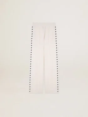 Pantaloni da jogging da donna bianchi con stelle sui lati