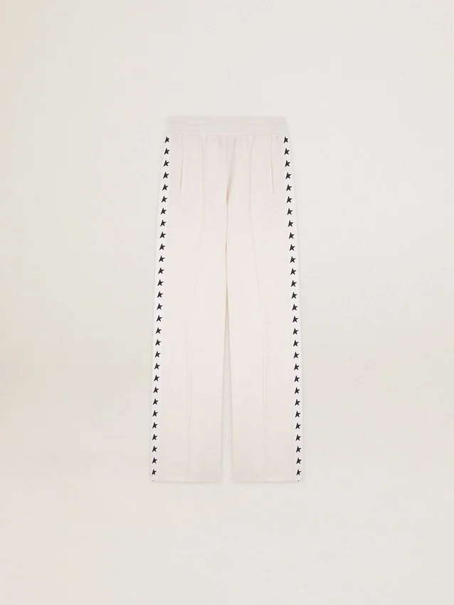 Pantaloni da jogging da donna bianchi con stelle sui lati