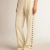Pantaloni da jogging da donna bianchi con stelle sui lati