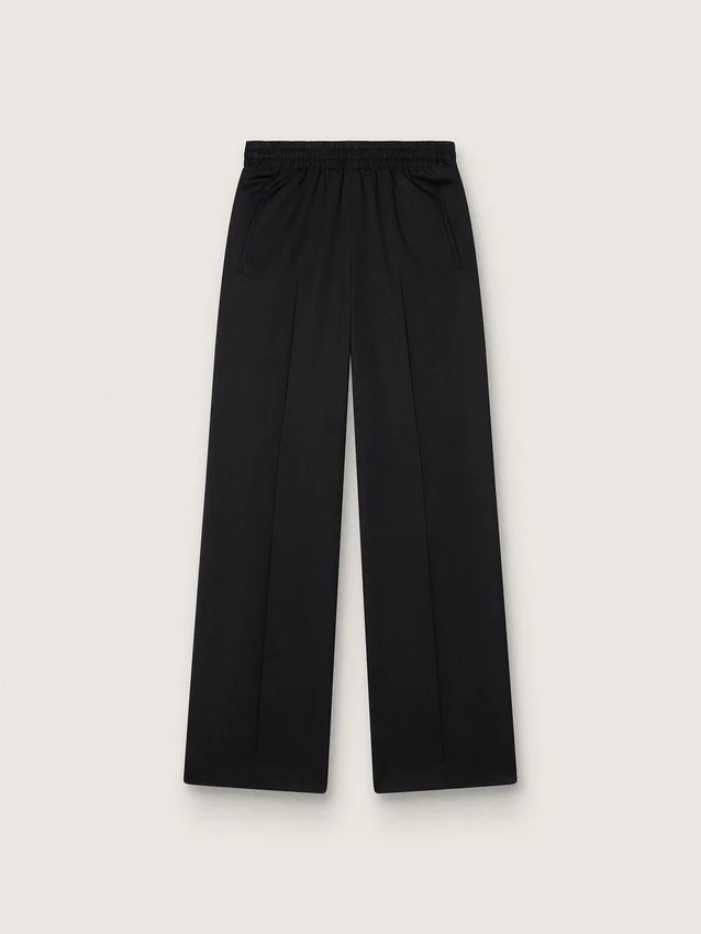 Pantaloni da jogging da donna in lana leggera nera