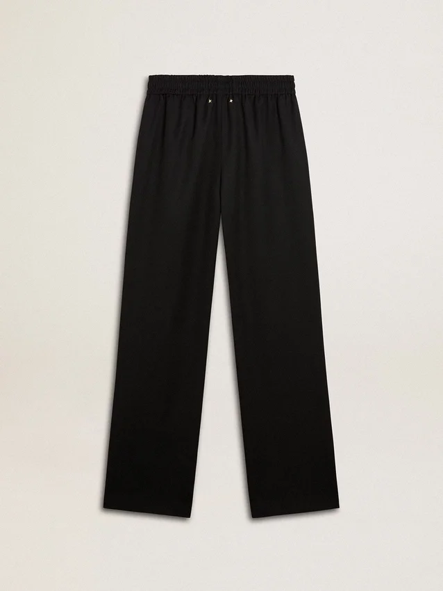 Pantaloni da jogging da donna in lana leggera nera