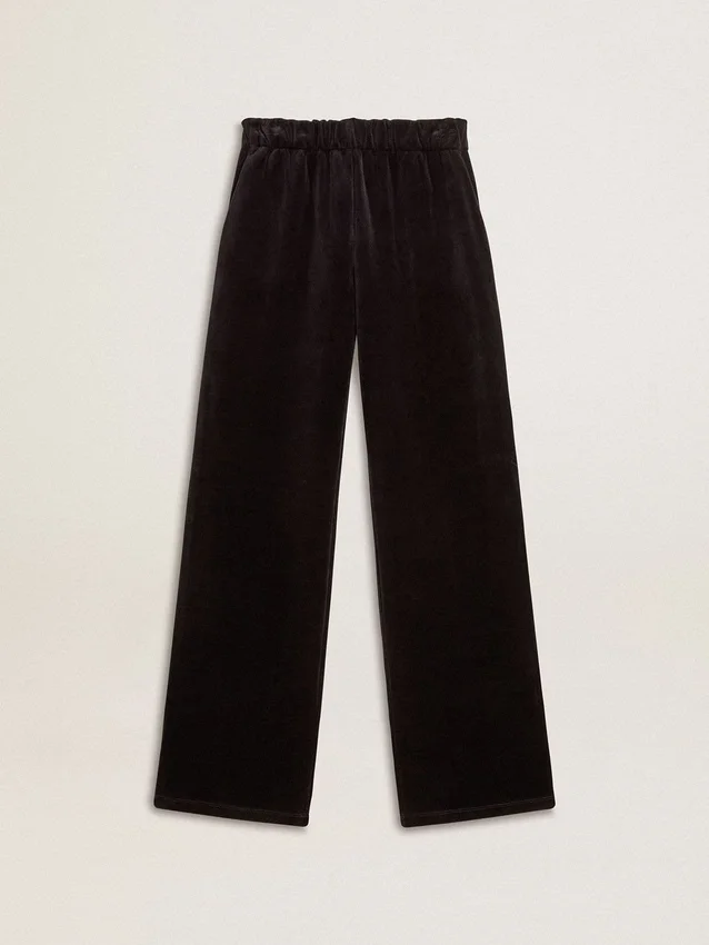 Pantaloni da jogging da donna in misto cotone effetto velluto