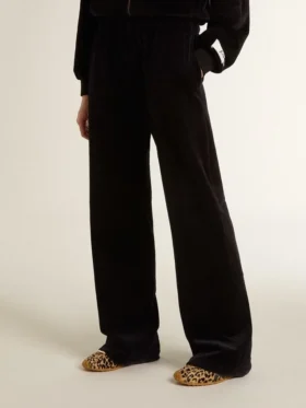 Pantaloni da jogging da donna in misto cotone effetto velluto