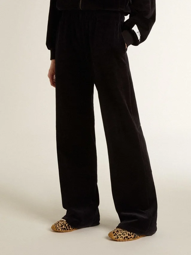 Pantaloni da jogging da donna in misto cotone effetto velluto