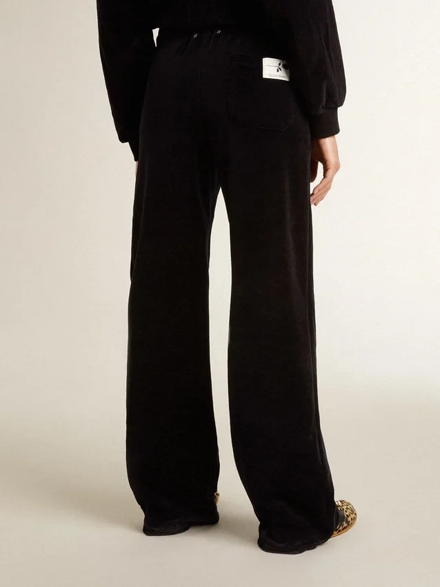 Pantaloni da jogging da donna in misto cotone effetto velluto
