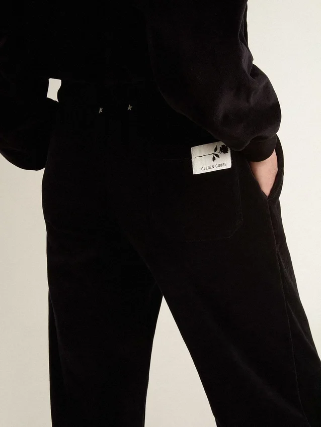 Pantaloni da jogging da donna in misto cotone effetto velluto