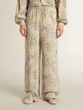 Pantaloni da jogging da donna multicolori con stampa floreale