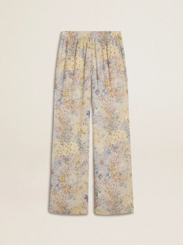 Pantaloni da jogging da donna multicolori con stampa floreale