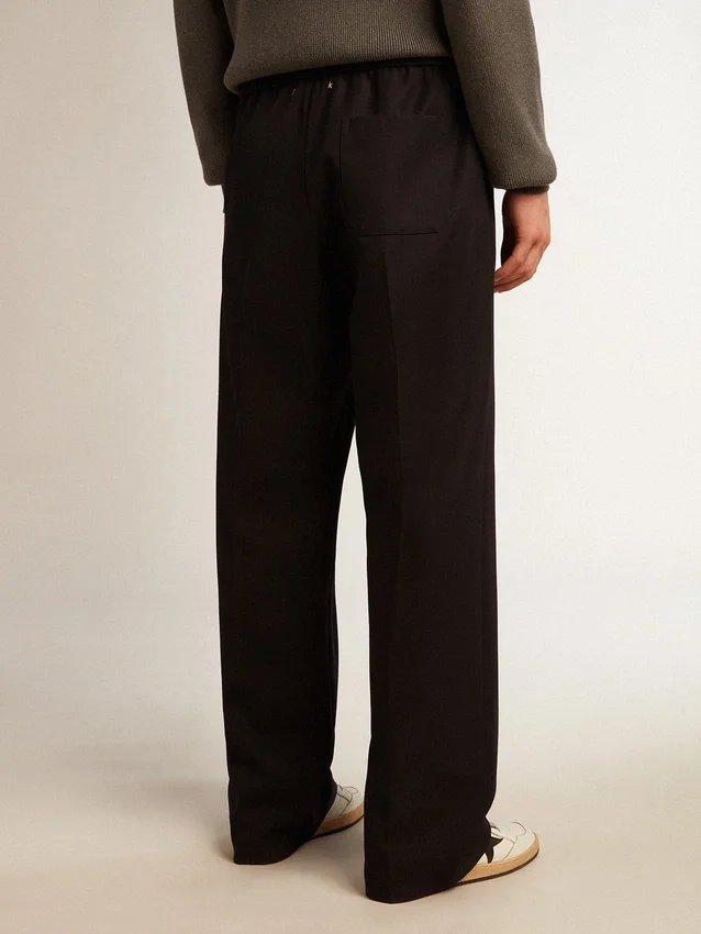 Pantaloni da jogging da uomo in lana blu scuro