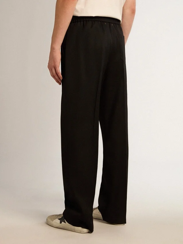 Pantaloni da jogging da uomo in lana nera