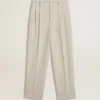 Pantaloni da jogging da uomo in misto lana color kaki