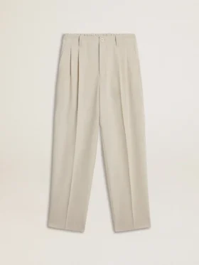 Pantaloni da jogging da uomo in misto lana color kaki