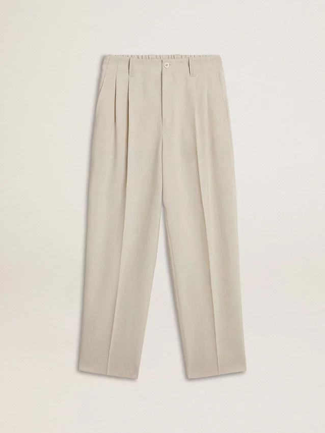Pantaloni da jogging da uomo in misto lana color kaki