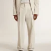 Pantaloni da jogging da uomo in misto lana color kaki