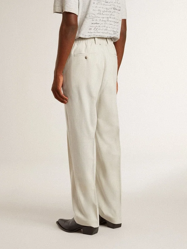 Pantaloni da jogging da uomo in misto lana color kaki