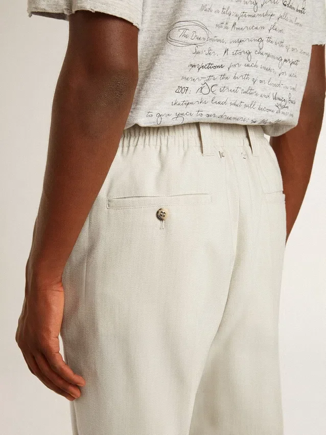 Pantaloni da jogging da uomo in misto lana color kaki