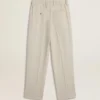 Pantaloni da jogging da uomo in misto lana color kaki