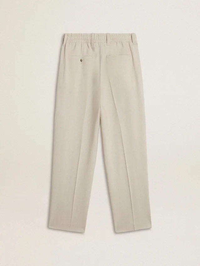Pantaloni da jogging da uomo in misto lana color kaki