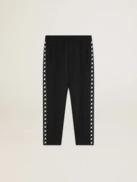 Pantaloni da jogging da uomo neri con stelle bianche sui lati
