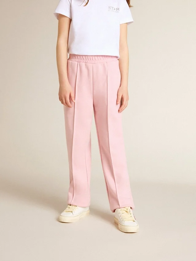 Pantaloni da jogging rosa con stella glitterata sul davanti