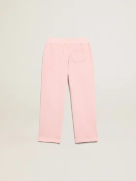 Pantaloni da jogging rosa con stella glitterata sul davanti