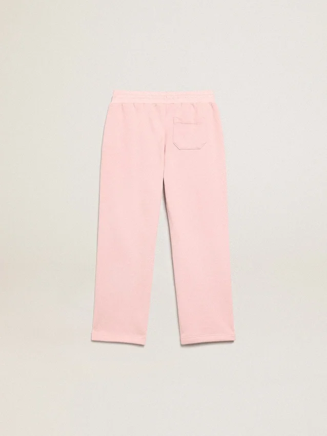 Pantaloni da jogging rosa con stella glitterata sul davanti