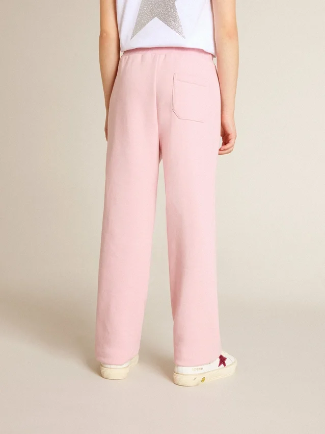 Pantaloni da jogging rosa con stella glitterata sul davanti