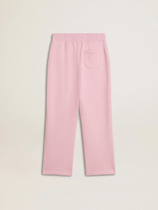 Pantaloni da jogging rosa con stella glitterata sul davanti