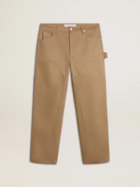 Pantaloni da uomo beige con toppe