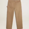 Pantaloni da uomo beige con toppe