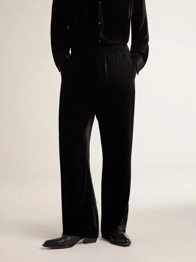 Pantaloni da uomo effetto velluto nero