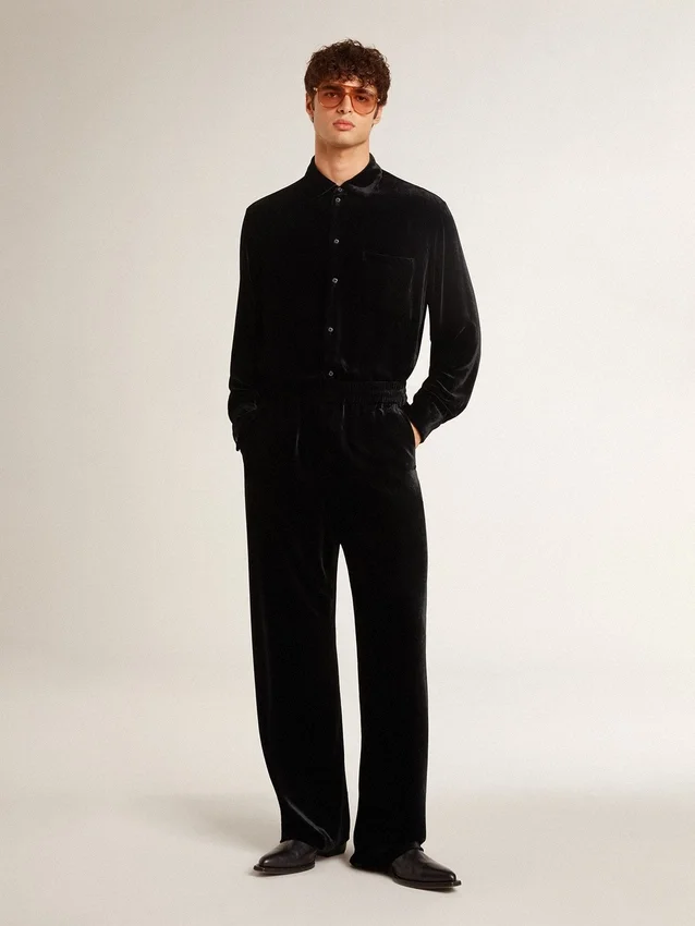 Pantaloni da uomo effetto velluto nero