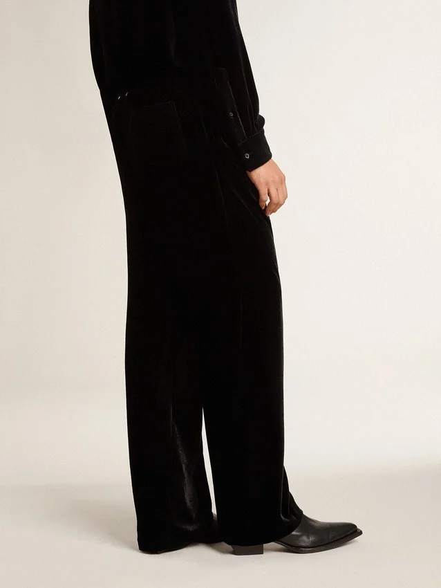 Pantaloni da uomo effetto velluto nero
