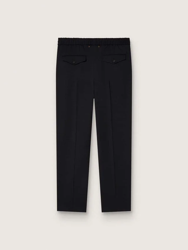 Pantaloni da uomo in gabardina di lana nera