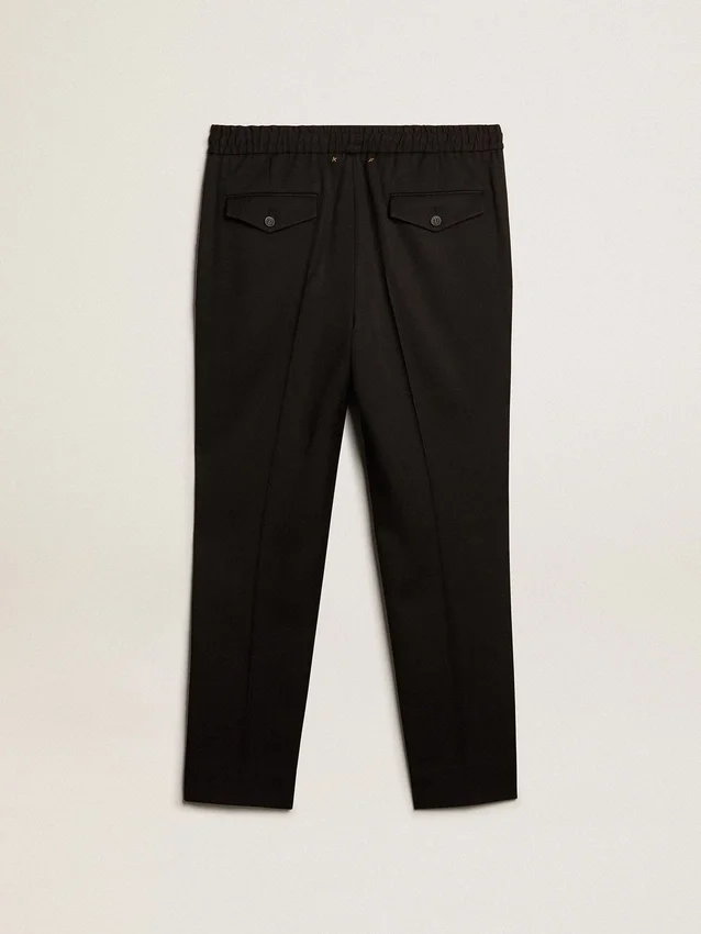 Pantaloni da uomo in gabardina di lana nera