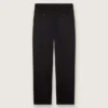 Pantaloni da uomo in lana nera con striscia laterale in raso