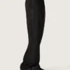 Pantaloni da uomo in lana nera con striscia laterale in raso