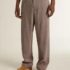 Pantaloni da uomo in misto lana con motivo a micro chevron marrone chiaro