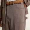 Pantaloni da uomo in misto lana con motivo a micro chevron marrone chiaro