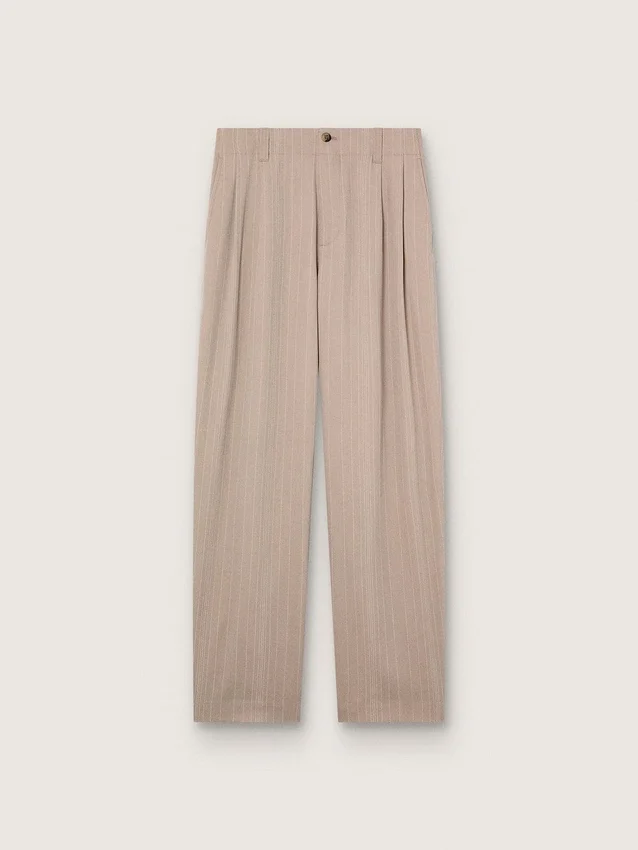 Pantaloni da uomo in misto lana grigio con motivo gessato