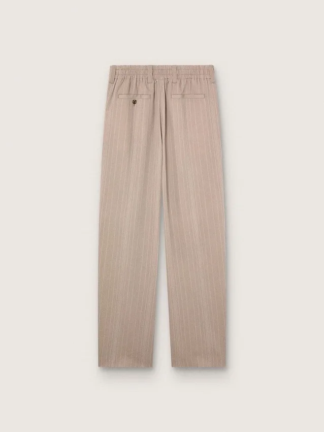 Pantaloni da uomo in misto lana grigio con motivo gessato