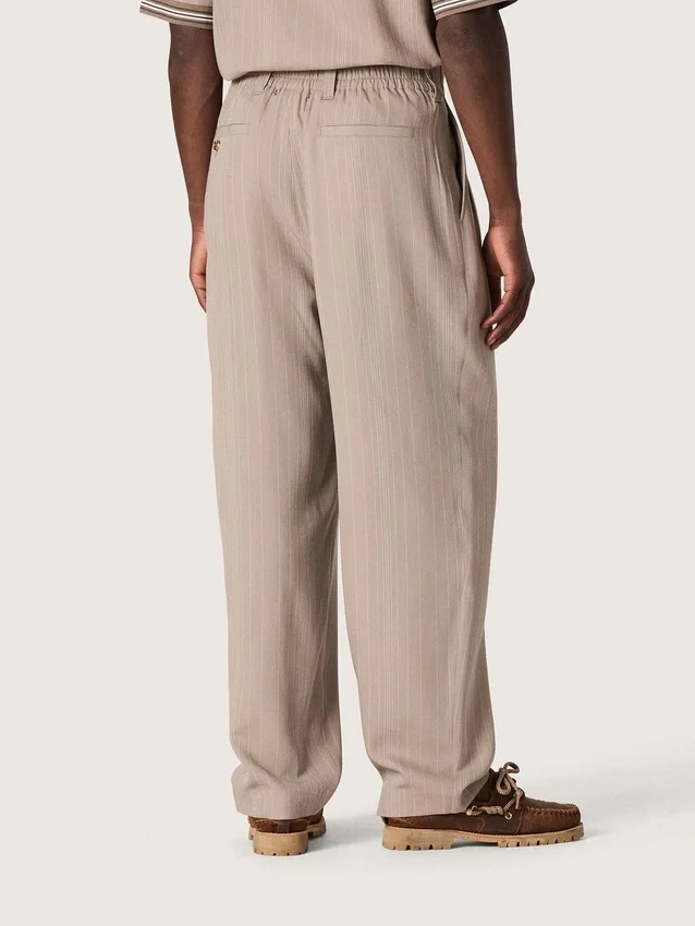 Pantaloni da uomo in misto lana grigio con motivo gessato