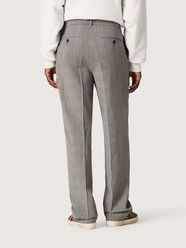 Pantaloni da uomo slim fit con motivo a quadri Prince of Wales grigio