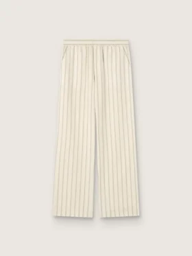 Pantaloni della tuta unisex in cotone e lino a righe color ecru e sabbia
